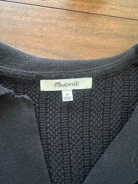 Madewell Men's Black Knit Sweater - short sleeve button down
